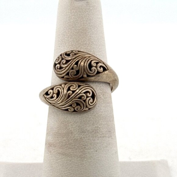 Designer Jewelry - Estate Sterling Silver 925 Swirl Bypass Ring Size 7.5, 4.4g, Bali Style Marked
